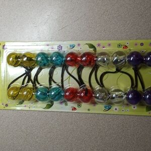 Colorful Beaded Hair Ties Set